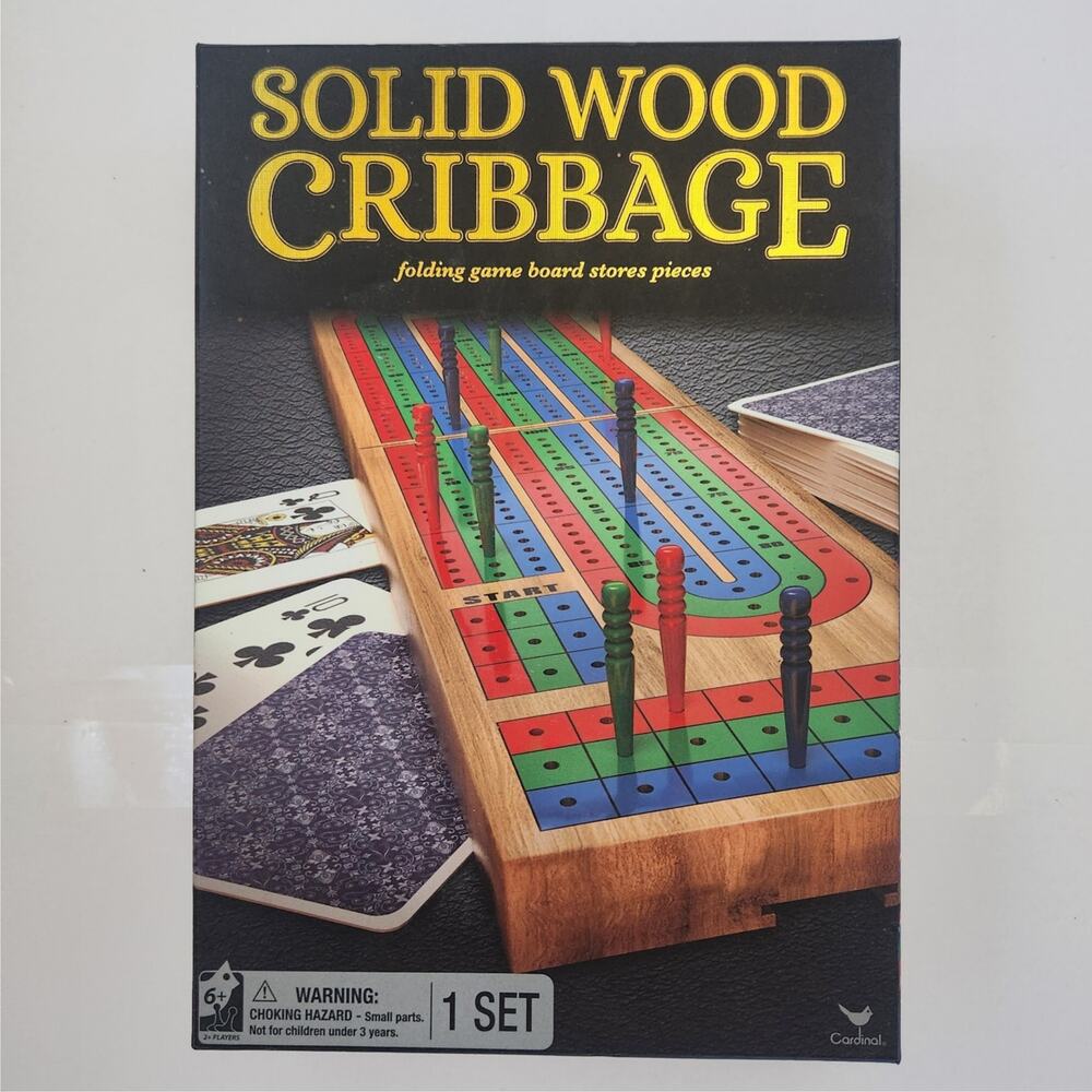 Solid wood folding cribbage set